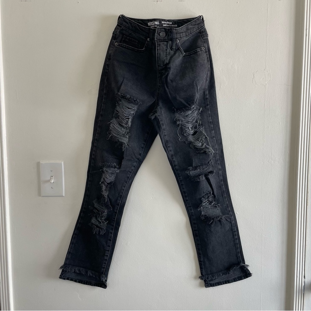 Target | Mossimo | High Rise Mom Jean | Black & Distressed | Women's Size 00/24